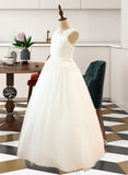 Giuliana Ball-Gown/PrincessScoopNeckFloor-LengthTulleJuniorBridesmaidDressWithSashBeading#136423 STAP0013615