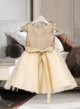 Angelina A-Line Scoop Neck Knee-Length Tulle Junior Bridesmaid Dress With Sash STAP0013617