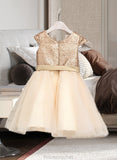 Angelina A-Line Scoop Neck Knee-Length Tulle Junior Bridesmaid Dress With Sash STAP0013617