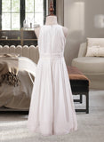 Teresa A-Line Scoop Neck Ankle-Length Chiffon Junior Bridesmaid Dress With Flower(s) STAP0013621