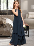 Gianna A-Line Scoop Neck Floor-Length Chiffon Junior Bridesmaid Dress With Cascading Ruffles STAP0013622