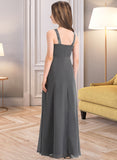 Audrey A-Line Scoop Neck Floor-Length Chiffon Junior Bridesmaid Dress With Ruffle Lace STAP0013625