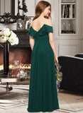 Florence A-Line Off-the-Shoulder Floor-Length Chiffon Junior Bridesmaid Dress With Cascading Ruffles STAP0013635