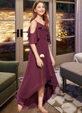 Eleanor A-Line Off-the-Shoulder Asymmetrical Chiffon Junior Bridesmaid Dress With Cascading Ruffles STAP0013636