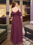 Eleanor A-Line Off-the-Shoulder Asymmetrical Chiffon Junior Bridesmaid Dress With Cascading Ruffles STAP0013636