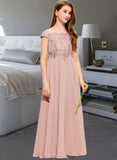 Sherlyn A-Line Off-the-Shoulder Floor-Length Chiffon Lace Junior Bridesmaid Dress STAP0013640