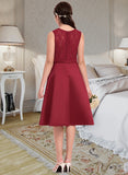 Viola A-Line Scoop Neck Knee-Length Satin Junior Bridesmaid Dress With Lace Bow(s) STAP0013646