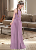 Clara A-LineScoopNeckFloor-LengthChiffonJuniorBridesmaidDressWithRuffle#119580 STAP0013647