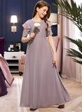 Janet A-Line Scoop Neck Floor-Length Chiffon Junior Bridesmaid Dress With Cascading Ruffles STAP0013649