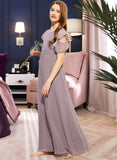 Janet A-Line Scoop Neck Floor-Length Chiffon Junior Bridesmaid Dress With Cascading Ruffles STAP0013649