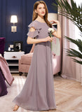 Janet A-Line Scoop Neck Floor-Length Chiffon Junior Bridesmaid Dress With Cascading Ruffles STAP0013649