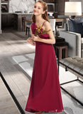 Pru A-Line One-Shoulder Floor-Length Chiffon Junior Bridesmaid Dress With Ruffles STAP0013650