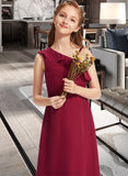 Pru A-Line One-Shoulder Floor-Length Chiffon Junior Bridesmaid Dress With Ruffles STAP0013650