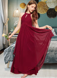 Ariella A-Line Scoop Neck Floor-Length Chiffon Junior Bridesmaid Dress With Ruffle STAP0013654