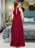 Ariella A-Line Scoop Neck Floor-Length Chiffon Junior Bridesmaid Dress With Ruffle STAP0013654