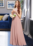 Amirah A-Line Scoop Neck Floor-Length Chiffon Lace Junior Bridesmaid Dress With Sequins STAP0013655