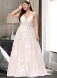 Shayla Ball-Gown/Princess V-neck Court Train Tulle Lace Wedding Dress With Beading Pockets STAP0013679