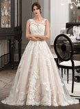 Amari Ball-Gown/Princess Illusion Court Train Tulle Wedding Dress With Beading Sequins STAP0013724