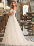 Brooke Ball-Gown/Princess Chapel Train Tulle Lace Wedding Dress With Sequins STAP0013726