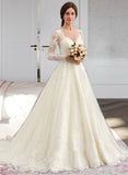 Rebecca Ball-Gown/Princess Illusion Court Train Tulle Lace Wedding Dress STAP0013750