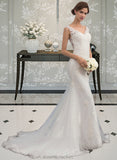 Pauline Trumpet/Mermaid V-neck Court Train Tulle Wedding Dress STAP0013758