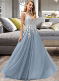 Emma Ball-Gown/Princess V-neck Floor-Length Tulle Wedding Dress With Lace STAP0013763