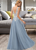 Emma Ball-Gown/Princess V-neck Floor-Length Tulle Wedding Dress With Lace STAP0013763