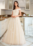 Lorena Ball-Gown/Princess Off-the-Shoulder Floor-Length Wedding Dress With Beading Sequins STAP0013765