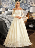 Aniya Ball-Gown/Princess Sweep Train Satin Wedding Dress With Beading Sequins STAP0013768