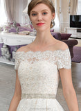 Judy Ball-Gown/Princess Court Train Tulle Wedding Dress With Beading Sequins STAP0013770