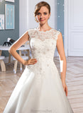 Vivien Ball-Gown/Princess Scoop Neck Tea-Length Tulle Lace Wedding Dress With Beading Sequins STAP0013773