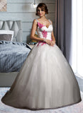 Marie Ball-Gown/Princess Sweetheart Chapel Train Tulle Wedding Dress With Ruffle Appliques Lace Bow(s) STAP0013780