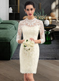 Skyler Sheath/Column High Neck Knee-Length Lace Wedding Dress STAP0013781