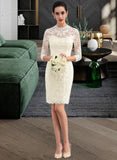 Skyler Sheath/Column High Neck Knee-Length Lace Wedding Dress STAP0013781