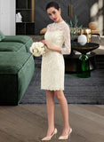 Skyler Sheath/Column High Neck Knee-Length Lace Wedding Dress STAP0013781