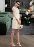 Skyler Sheath/Column High Neck Knee-Length Lace Wedding Dress STAP0013781