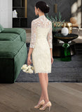 Skyler Sheath/Column High Neck Knee-Length Lace Wedding Dress STAP0013781