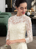 Skyler Sheath/Column High Neck Knee-Length Lace Wedding Dress STAP0013781