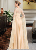 Raegan A-Line Square Neckline Floor-Length Chiffon Wedding Dress With Ruffle Beading STAP0013783