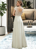 Briley A-Line V-neck Floor-Length Wedding Dress With Lace Beading Sequins STAP0013784