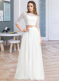 Lucille A-Line Scoop Neck Floor-Length Tulle Wedding Dress STAP0013787