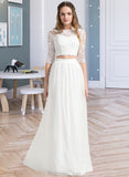 Lucille A-Line Scoop Neck Floor-Length Tulle Wedding Dress STAP0013787