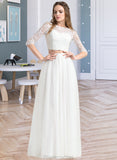 Lucille A-Line Scoop Neck Floor-Length Tulle Wedding Dress STAP0013787