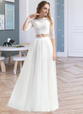 Lucille A-Line Scoop Neck Floor-Length Tulle Wedding Dress STAP0013787