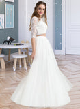 Lucille A-Line Scoop Neck Floor-Length Tulle Wedding Dress STAP0013787