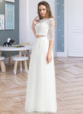 Lucille A-Line Scoop Neck Floor-Length Tulle Wedding Dress STAP0013787