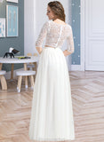 Lucille A-Line Scoop Neck Floor-Length Tulle Wedding Dress STAP0013787