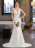 Janelle Trumpet/Mermaid V-neck Court Train Chiffon Wedding Dress STAP0013788