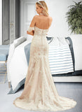 Rita Trumpet/Mermaid Off-the-Shoulder Court Train Tulle Lace Wedding Dress STAP0013789