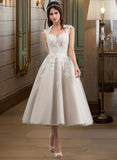 Miah Ball-Gown/Princess Sweetheart Tea-Length Tulle Wedding Dress With Sequins STAP0013791